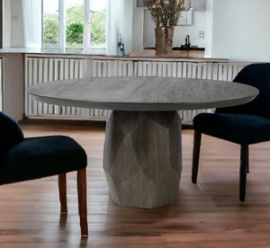 Homeroots 60" Brown Rounded Solid Wood Pedestal Base Dining Table   380474