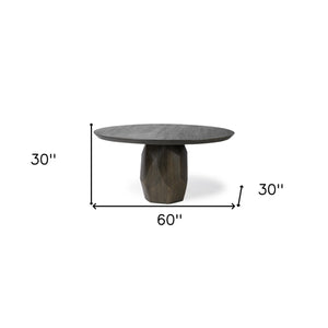 Homeroots 60" Brown Rounded Solid Wood Pedestal Base Dining Table   380474