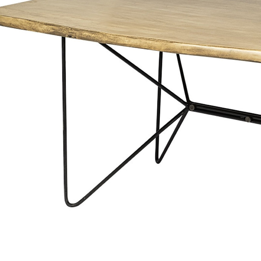 HomeRoots 80" Two-Tone Solid Wood & Metal Dining Table - Modern Industrial Design for Family Gatherings & Entertaining 380476