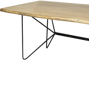 Homeroots 80" Brown And Black Solid Wood And Metal Dining Table   380476