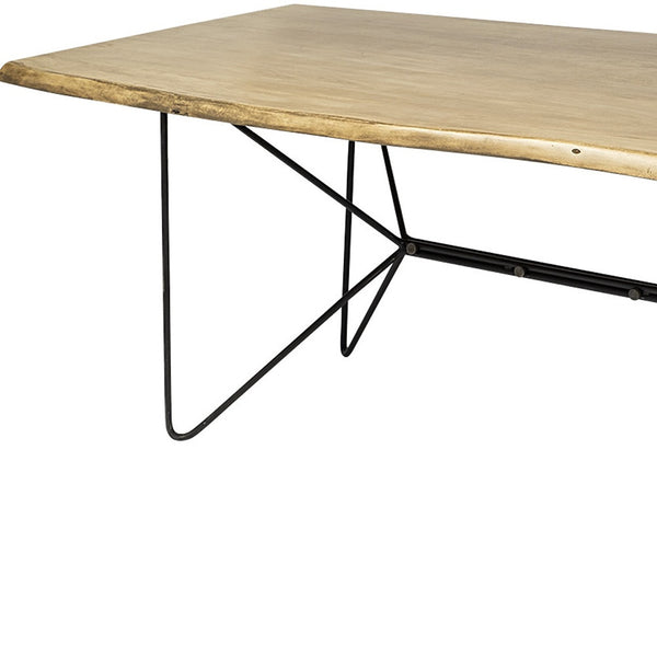 Homeroots 80" Brown And Black Solid Wood And Metal Dining Table   380476