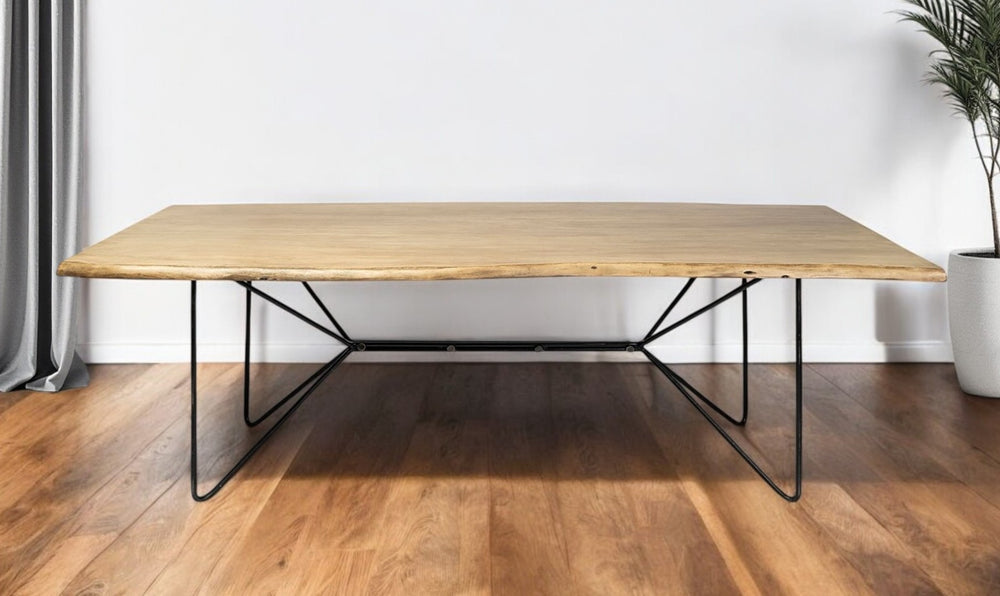 HomeRoots 80" Two-Tone Solid Wood & Metal Dining Table - Modern Industrial Design for Family Gatherings & Entertaining 380476