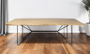 HomeRoots 80" Two-Tone Solid Wood & Metal Dining Table - Modern Industrial Design for Family Gatherings & Entertaining 380476