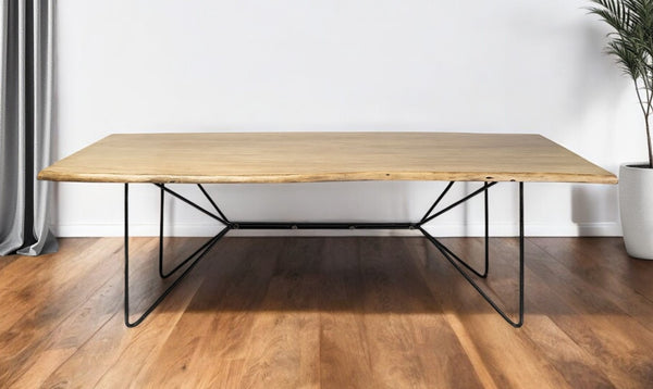 HomeRoots 80" Two-Tone Solid Wood & Metal Dining Table - Modern Industrial Design for Family Gatherings & Entertaining 380476