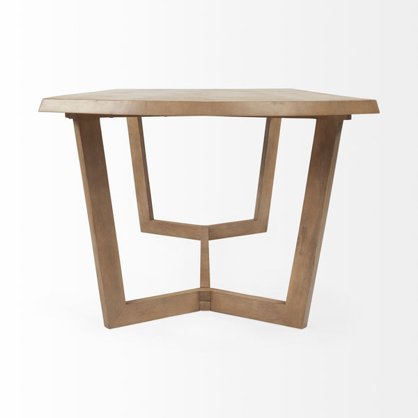 Homeroots 92" Natural And Brown Solid Wood Trestle Base Dining Table   380479