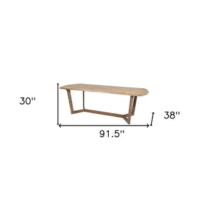 HomeRoots 92" Elegant Two-Tone Solid Wood Trestle Dining Table – Perfect for Modern and Traditional Spaces 380479