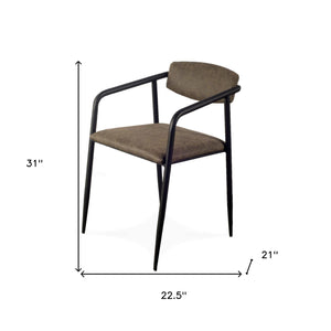 Homeroots Set Of Two Stylish Brown & Black Upholstered Faux Leather Dining Arm Chairs For Comfort & Elegance   380480