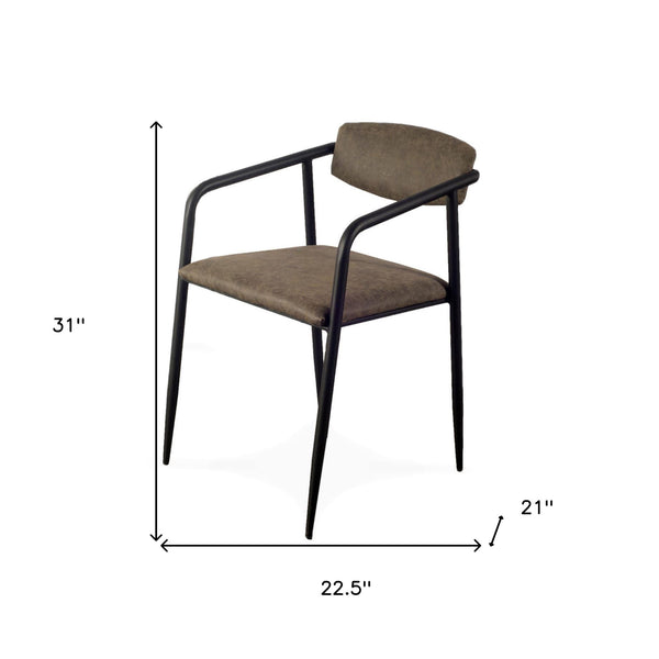 Homeroots Set Of Two Stylish Brown & Black Upholstered Faux Leather Dining Arm Chairs For Comfort & Elegance   380480