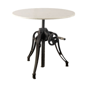 Homeroots 30" White And Black Rounded Marble And Metal Three Leg Base Dining Table   380481