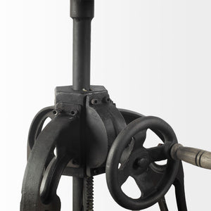 Homeroots 30" White And Black Rounded Marble And Metal Three Leg Base Dining Table   380481