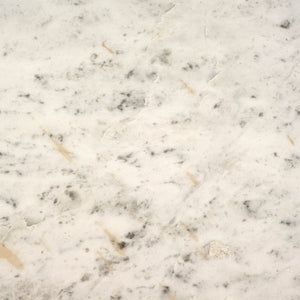 Homeroots 30" White And Black Rounded Marble And Metal Three Leg Base Dining Table   380481