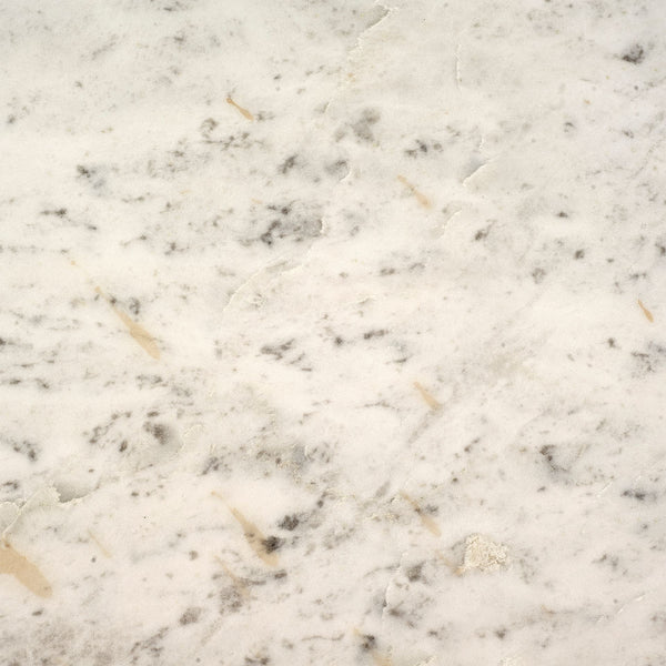 Homeroots 30" White And Black Rounded Marble And Metal Three Leg Base Dining Table   380481