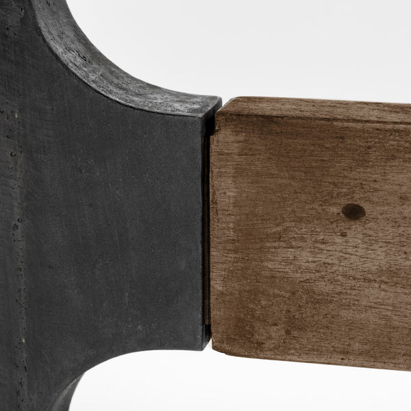 Homeroots 96" Natural And Black Solid Wood And Metal Trestle Base Dining Table   380482