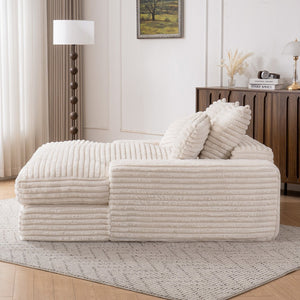 English Elm 028-oversized Corduroy Chaise Sleeper Sofa with Foam Support for Apartments W527P412860