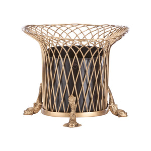 Chelsea House Dolphin Woven Iron Planter With Antique Gold Finish, Dolphin Feet Lift, Removable Liner For Easy Planting 380541