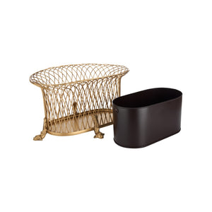 Chelsea House Dolphin Woven Iron Planter With Antique Gold Finish, Dolphin Feet Lift, Removable Liner For Easy Planting 380541