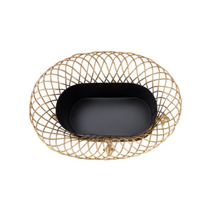 Chelsea House Dolphin Woven Iron Planter With Antique Gold Finish, Dolphin Feet Lift, Removable Liner For Easy Planting 380541