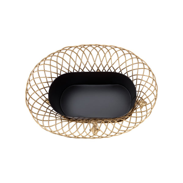 Chelsea House Dolphin Woven Iron Planter With Antique Gold Finish, Dolphin Feet Lift, Removable Liner For Easy Planting 380541