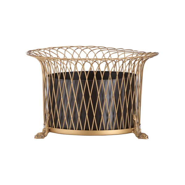 Chelsea House Round Dolphin Planter — Gold Wirework Coastal Accent With Removable Liner For Succulents & Tablescape 380570