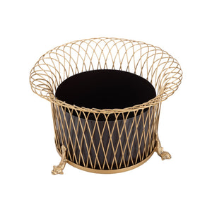 Chelsea House Round Dolphin Planter — Gold Wirework Coastal Accent With Removable Liner For Succulents & Tablescape 380570