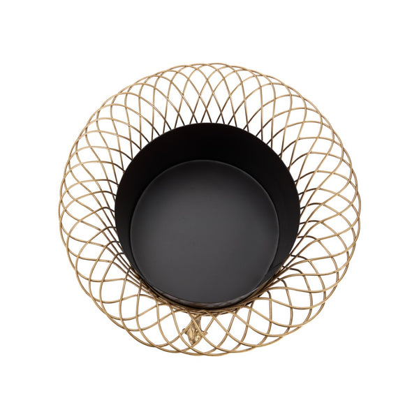 Chelsea House Round Dolphin Planter — Gold Wirework Coastal Accent With Removable Liner For Succulents & Tablescape 380570