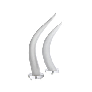 Chelsea House Horns — White Composite Sculptural Set On Crystal Bases, 20" H Accent For Mantels & Shelves (Set) 380585