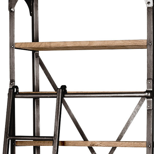 Homeroots Medium Brown Wood Copper Accent Shelving Unit With 4 Shelves   380586