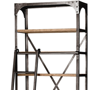 Homeroots Medium Brown Wood Copper Accent Shelving Unit With 4 Shelves   380586