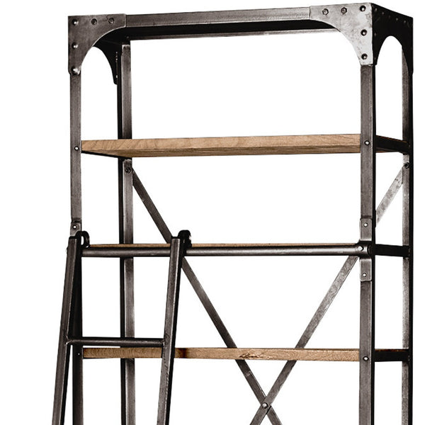 Homeroots Medium Brown Wood Copper Accent Shelving Unit With 4 Shelves   380586