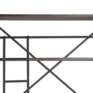 HomeRoots 94" Brown Metal and Wood Four Tier Ladder Bookcase - Stylish Storage & Display for Modern Interiors 380589