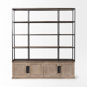 Homeroots Light Brown Wood And Iron Shelving Unit With 3 Shelves   380591