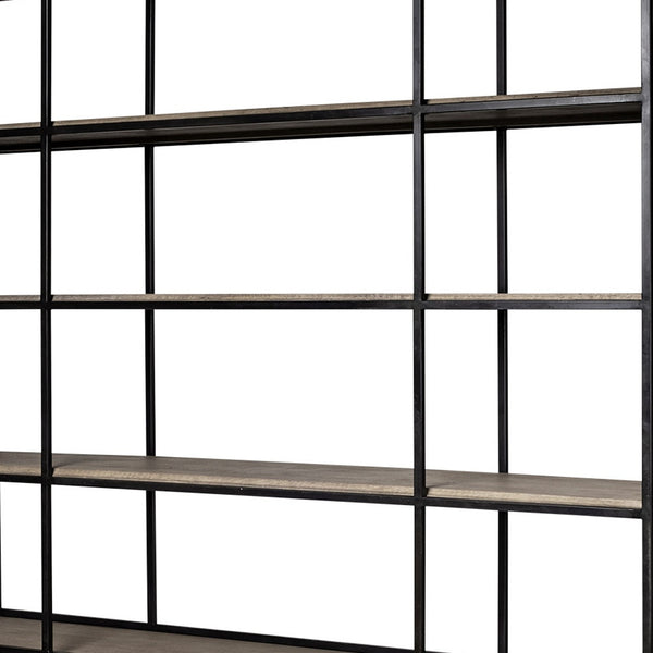 Homeroots Light Brown Wood And Iron Shelving Unit With 3 Shelves   380591