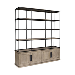 Homeroots Light Brown Wood And Iron Shelving Unit With 3 Shelves   380591