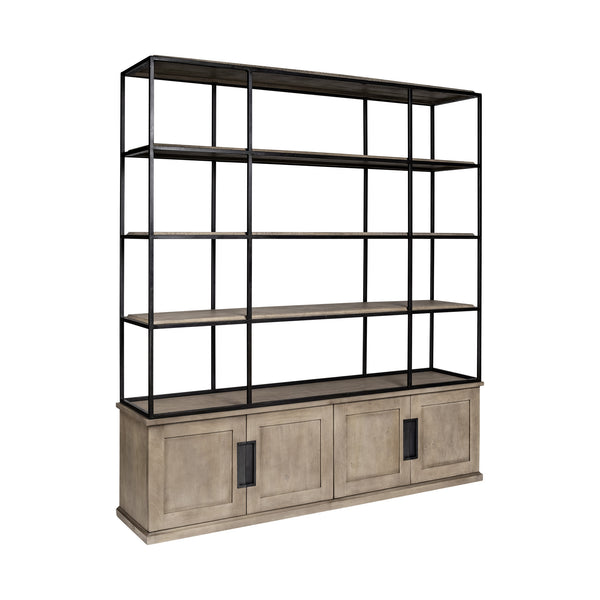 Homeroots Light Brown Wood And Iron Shelving Unit With 3 Shelves   380591