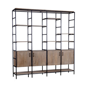 Homeroots Medium Brown Wood And Metal Multi Shelves Shelving Unit   380592