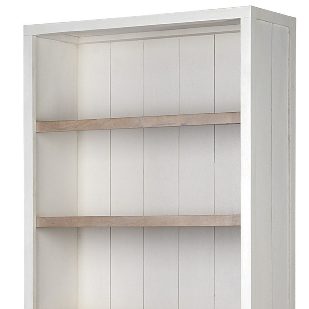 HomeRoots 91" Brown and White Three-Tier Wood Bookcase – Stylish Storage Solution for Living Rooms & Offices 380593