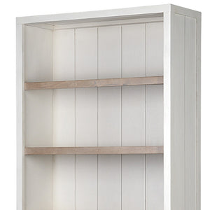 Homeroots White And Medium Brown Wood Shelving Unit With 3 Shelves   380593