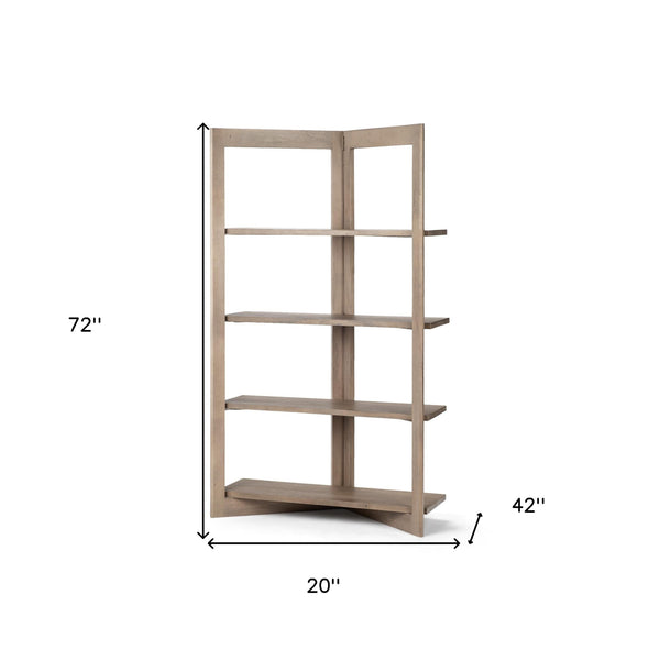 Homeroots Light Brown Wood Shelving Unit With 4 Shelves   380596