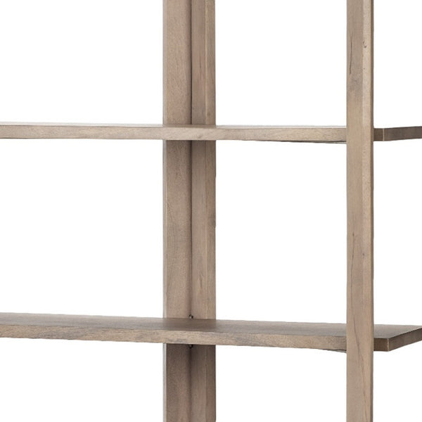 HomeRoots 72" Brown Solid Wood Four-Tier Bookcase – Stylish Storage Solution for Books, Décor, and Plants 380596