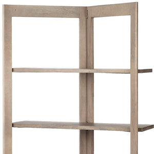 HomeRoots 72" Brown Solid Wood Four-Tier Bookcase – Stylish Storage Solution for Books, Décor, and Plants 380596