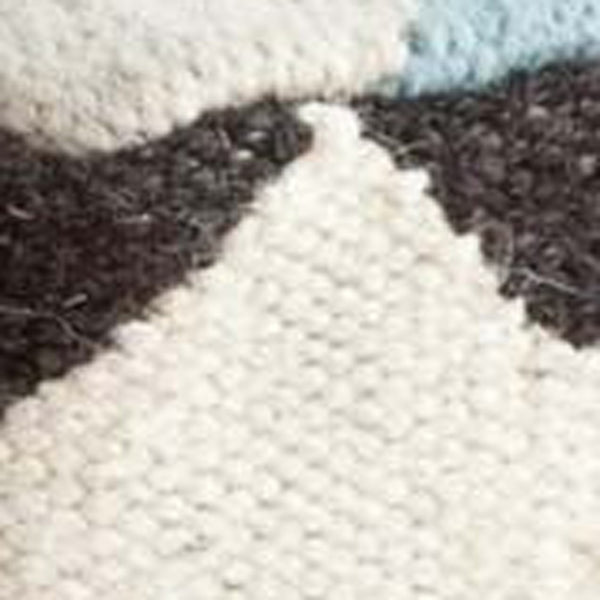 Homeroots Ivory And Charcoal Wool Square Pouf With Zig Zag Pattern  Wool 380601