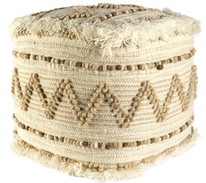 Homeroots 18" Beige Cotton Blend Ottoman  Cotton 380602