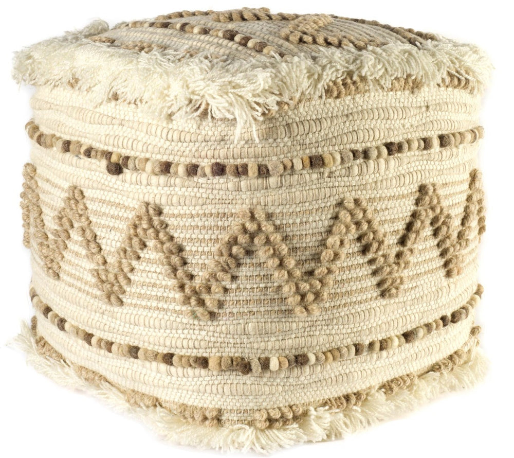 HomeRoots 18" Beige Geometric Cube Ottoman – Stylish Modern Accent for Living Rooms, Bedrooms & Small Spaces 380602
