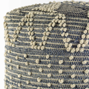Homeroots Blue Denim And Ivory Square Pouf With Cotton Stitched  Cotton 380604