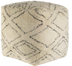 Homeroots Beige Cotton Square Pouf With Argyle Pattern  Cotton 380605