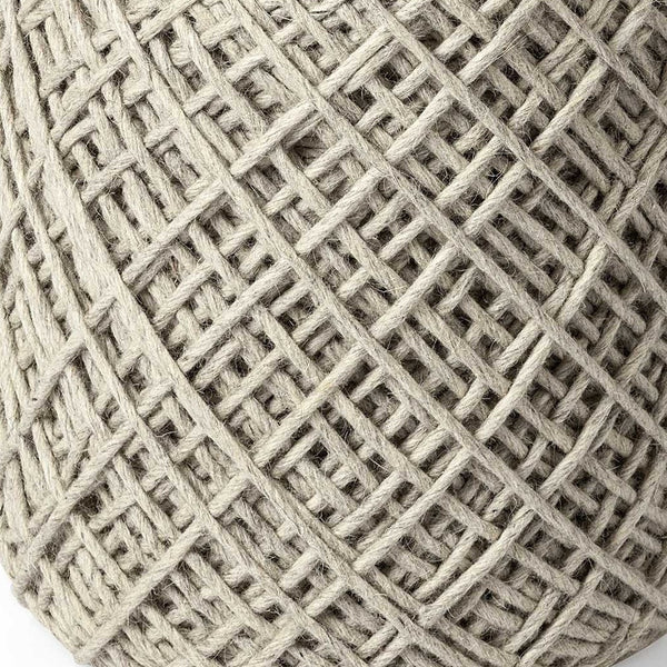 Homeroots Oatmeal Wool Cylindrical Pouf With Diamond Pattern  Wool 380607