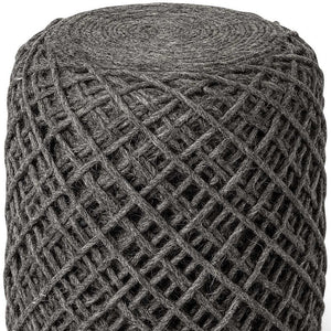 Homeroots Dark Gray Wool Cylindrical Pouf With Diamond Pattern  Wool 380609