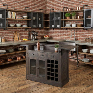 29 Inch Solid Wood Rolling Kitchen Island with Cabinet and Drawer Storage Space