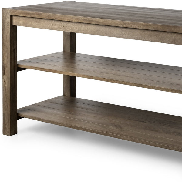 Homeroots Brown Solid Wood Kitchen Island With Two Tier Smooth Counter Top  Wood 380611