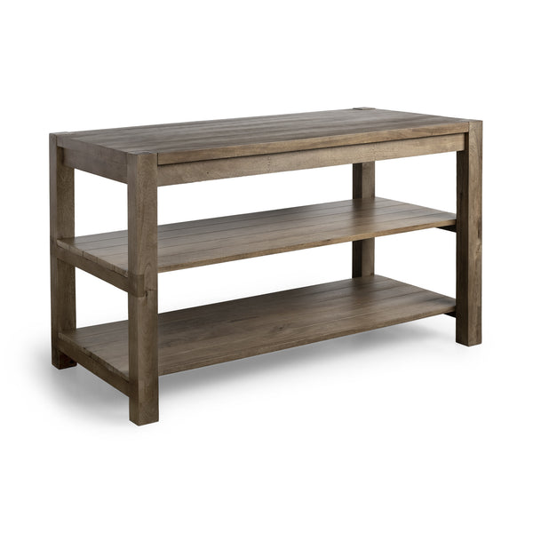 Homeroots Brown Solid Wood Kitchen Island With Two Tier Smooth Counter Top  Wood 380611